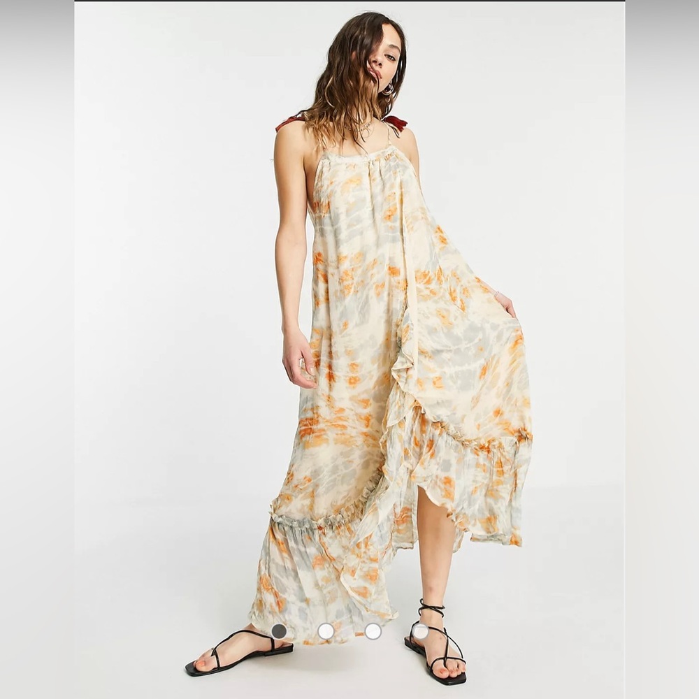 ASOS Violet Romance floaty midi dress with tie straps